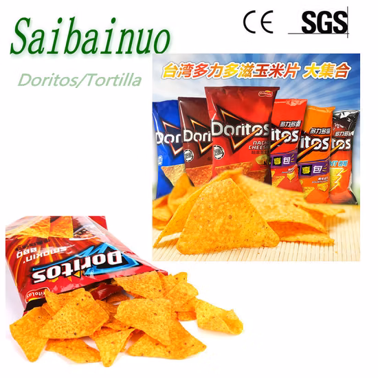 Linha de produção de alimentos para fritar farinha de trigo, milho, doritos, tortilha, processamento de chips, planta, cone, bugles, lanches, máquina de fazer alimentos